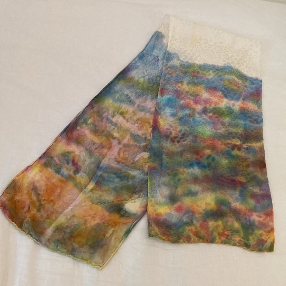 Handmade silk scarf tie dye textured hand rolled pastels - Picture 8 of 17